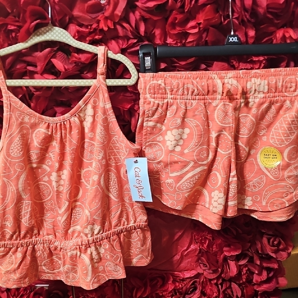 Cat & Jack NWT Coral Print Sleepwear Set Size Medium (8)